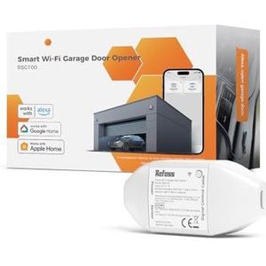 Refoss Garagedeuropener, wifi, intelligente deurafstandsbediening, compatibel met Apple HomeKit, Alexa, Google Home, afstandsbediening en spraakbesturingsfunctie