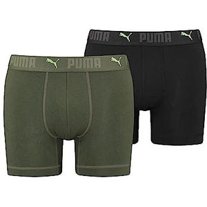 PUMA Katoenen boxershorts voor heren (2 stuks), Forest Night / Zwart