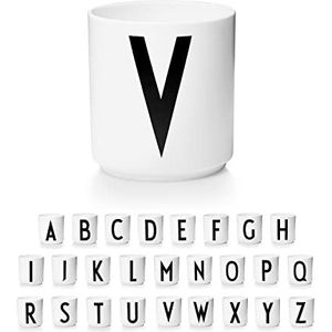Design Letters A-Z V Gepersonaliseerde mok van wit fijn porselein - gepersonaliseerde decoratieve mok voor elke gelegenheid, fijne porseleinen koffiemok als cadeau voor je dierbaren