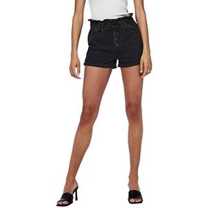 Only Onlcuba Life Paperbag Dnm Shorts Noos Denim Shorts Dames, Zwarte jeans