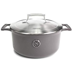 Voyage stoofpan van gietijzer met roestvrijstalen deksel, 25 cm, grijs konijn