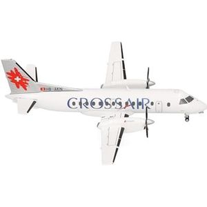 Herpa Crossair Saab 340 miniatuurvliegtuig (laatste geleverd), schaal 1:200, verzamelstuk, model zonder sokkel, metaal