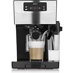 BEEM Espresso-Classico Espressozeefhouder, roestvrij staal met melktank 20 bar, semi-automatisch met individueel instelbaar melkschuim, thermoblok-systeem, kopwarmer en stamper-combilepel