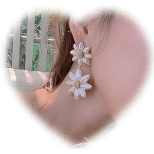 W WEILIRIAN Parel drop oorbellen bohemian bloemen grote madeliefjes bloemen hangende oorbellen sieraden voor vrouwen meisjes geschenken