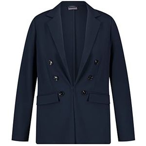 Samoon Jersey blazer voor dames, lange mouwen, gevoerd, effen, Mood Blue, 52, Mood Blue