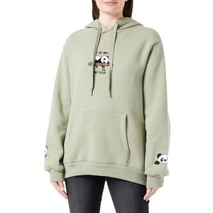 Koton Sweat-shirt à capuche imprimé panda kangourou pour femme, Menthe (mnt), XL