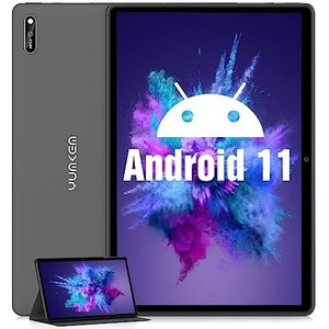 Tablet 10 inch Android 11: YumKEM Tablet PC met 1,8 GHz Octa-Core processor 4 GB RAM + 64 GB ROM (SD/TF 128 GB), 1280 * 800HD IPS 2+5 MP camera, 6800 mAh accu, WiFi, Bluetooth, type C - grijs