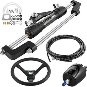 VEVOR Hydraulische stuurkit voor boot 300 pk hydraulische stuurkit stuurpomp cilinder wiel 18 voet slang hydraulische stuurkit stuursysteem