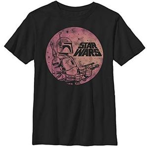 Star Wars Boba vet Retro Circle Boys T-shirt, zwart, XS, zwart.