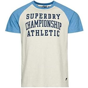 Superdry Vintage Gym Ath Raglan T-shirt heren, Thrift Blue Marl/Oatmeal Marl