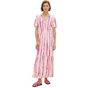 TOM TAILOR 1037235 maxi-jurk, met patroon, voor dames (1 stuk), 31722 - Roze Stropdas Dye Stripe