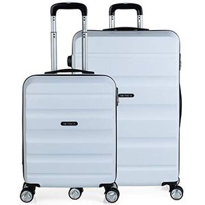 ITACA - Koffers. Set van stevige koffer met 4 wielen – grote koffer, vliegtuig, bagage voor op reis. Set reiskoffer. Combinatieslot T71617, Wit, Wit, Basic