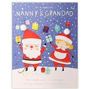 Clintons: 1170826 Kerstkaart Mr and Mrs Santa met figuren Nanny & Grandad, meerkleurig, 155 x 201