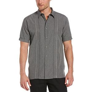 Cubavera Chambray Pintuck Geometric Overhemd met korte mouwen, grijs, M, grijs.