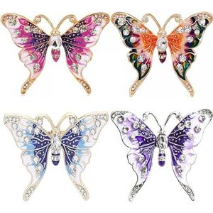 YUEMING Vlinder broche kristal en strass vrouwen sieraden voor bruiloft retro vlinder broche strass broche, Emaille Lak legering strass