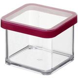 Rotho Loft Opbergdoos, vierkant, 0,5 l, met deksel en verzegeld, kunststof (PP), BPA-vrij, transparant/rood, 0,5 l (10,0 x 10,0 x 7,2 cm)