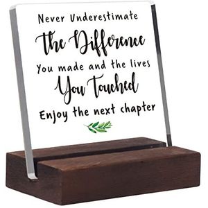 Collega-cadeau voor mannen en vrouwen, afscheidscadeau voor collega, baas, chef, collega, vrienden, transparant decoratief bord voor thuis en op kantoor