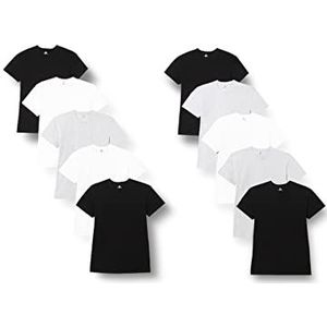 Lower East Le105 T-shirt voor heren, 5 stuks, 4 x zwart / 3 x wit / 3 x lichtgrijs gemengd