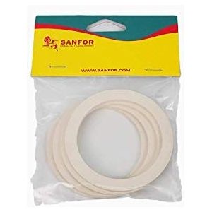 Sanfor Platte rubberen afdichting voor Italiaanse koffieautomaten, 3 kopjes, 4 stuks, rubber, wit, 6,6 x 5 x 0,1 cm