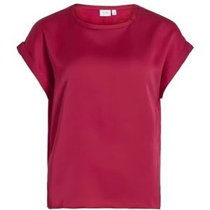 Vila Viellette S/S satijnen T-shirt voor dames, Kersen