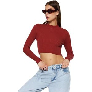 Trendyol Basic slim fit gebreide trui met opstaande kraag voor dames (1 stuk), Tegels