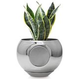 MagPot Magnetische bloempot, unieke plantenbak voor kruiden, vetplanten, groen binnen en buiten, zelfklevende magnetische bevestiging, afvoergaten, afneembare tank, zilver
