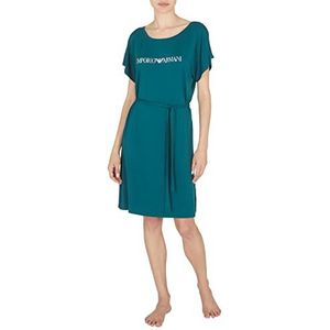 Emporio Armani Elastische shorts voor dames van viscose korte jurk, tropisch groen, L, Tropisch groen