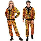 W WIDMANN Trainingspak tijger dierenprint outfit jaren 80 trainingspak trainingspak bad tast carnaval kostuum