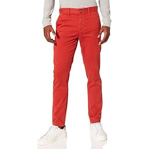 BOSS Chinobroek voor heren, elastisch katoen, satijn, D, tapered-fit, Rood