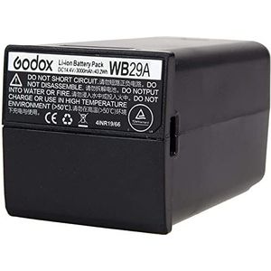 Godox AD200 AD200Pro WB29 reservebatterij, compatibel met GODOX AD200 Pro, GODOX AD200, AD200Pro, AD300Pro, flitsstudio, stroboscoop, met DC, 14,4 V, 2900 mAh, 41,76 Wh, hoge prestaties, lithiumfoto
