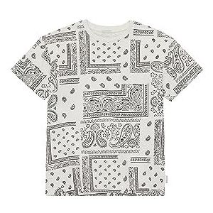 TOM TAILOR T-shirt Paisley pour garçon, 32476-off Motif cachemire blanc et gris, 152