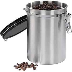 Xavax Koffieblik voor 1 kg koffie (luchtdichte voorraaddoos met aromasluiting, roestvrijstalen container, bewaardoos voor koffie, thee, cacao), zilver