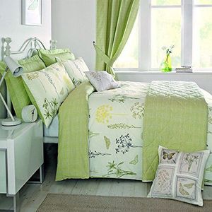 Dreams n Drapes Curtina Botanique Vert beddengoedset voor eenpersoonsbed, Inc. 1 kussensloop, groen, tweepersoonsbed