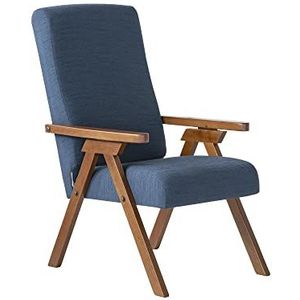 Fiammetta relaxstoel, van hout, 3 bewegingen, stof, blauw
