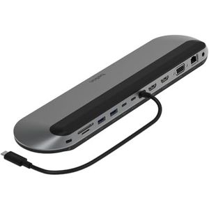 Belkin Connect Dock Pro 11-in-1 USB-C dockingstation (ondersteunt 3 monitoren, Silicon Motion, Macbook, Windows, Chromebook, 100 W PD, 10 Gbps overdracht, 2,5 Gbps Ethernet, zwart)