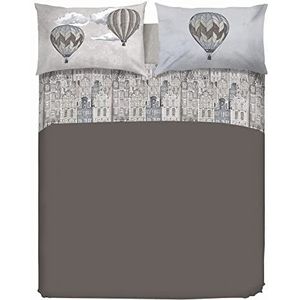 PENSIERI DELICATI Bedding set voor tweepersoonsbed, 100% katoen, tweepersoonsbed 180 x 200 cm, bedlaken en 2 kussenslopen, gemaakt in Italië, motief vlinderdas beige