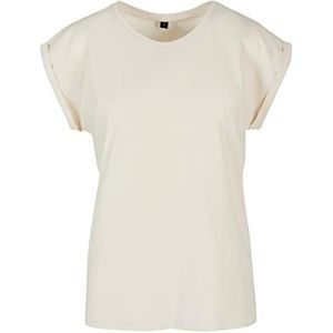 Build Your Brand Extended Shoulder T-shirt voor dames, Zand