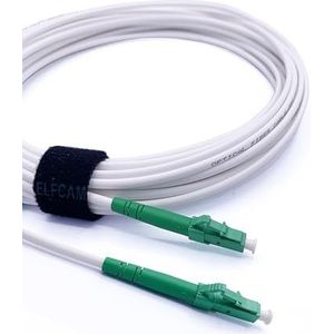 Elfcam® - Glasvezelkabel LC/APC naar LC/APC Monomode Simplex, 9/125um LSZH optische kousenband, wit (25 m)