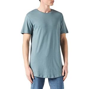 Urban Classics Heren T-Shirt Shaped Long Tee effen kleur, lang gesneden mannen shirt in vele kleuren, maten XS - 5XL, zwart, L, DustyBlue., M