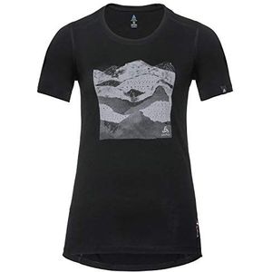 Odlo Alliance T-shirt voor dames met ronde hals, Zwarte Collage Print SS19