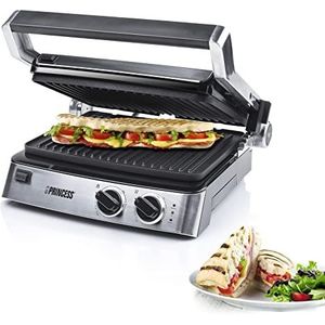Princess 117300 - Contactrooster met twee instelbare thermostaten, tafel en sandwich