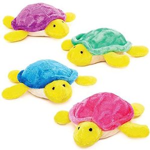 Baker Ross Pluche dieren schildpadden - 4 stuks speelgoed voor kinderen (FC934)