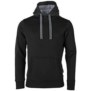 HRM Uniseks capuchontrui, hoogwaardige capuchontrui voor dames en heren met contrasterende binnenvoering, uniseks basic capuchontrui, pullover voor dames en heren, hoogwaardige en duurzame kleding, zwart, M, zwart.