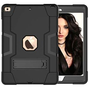 Étui de protection pour iPad mini6 génération avec béquille, durci résistant aux chocs et haute performance, hybride 3 couches de protection en silicone (noir + noir)