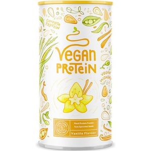 Vegan Protein Shake Vanille - Plantaardig soja-eiwit, rijst, erwten, lijnzaad, amarant, zonnebloem, pompoenpitten - 600 g poeder voor een caloriearme en koolhydraatarme eiwitdrank