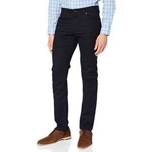 bugatti Heren broek Straight Fit zwart of blauw lange kleurechtheid katoen stretch 5-pocket stretch, Navy 370