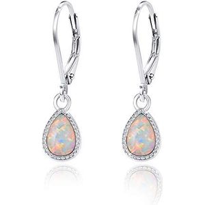 925 sterling zilver maansteen turquoise/opaal/barnsteen oorbellen met sieraden, oorbellen, geschenkdoos