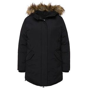 Ulla Popken Hyprar-Cotton Veste à capuche et fourrure pour femme, Noir, 44-46/grande taille