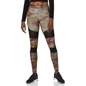 Urban Classics Dameslegging Camo Tech Mesh sportbroek voor dames, camouflageeffect in verschillende kleuren, XS tot 5XL, Redwood camouflage.
