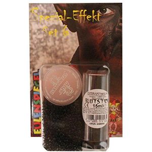 Eulenspiegel 406069 - 6 stuks bloedstaafjes 15 ml, 1 effectwas 12 ml, 1 baardspons en 1 spatel, make-up-set, Halloween